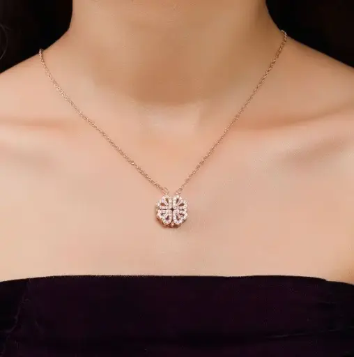 Stylish Rose Gold Plated Four Heart Pendant Gold